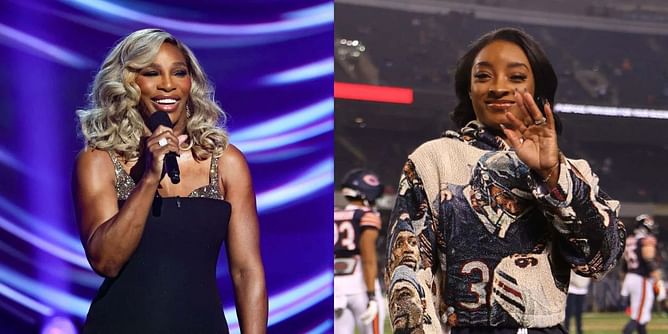 Serena Williams drops two-word reaction to Simone Biles’ outfit as she attends NFL clash between Chicago Bears and Seattle Seahawks