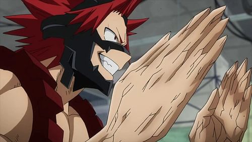 Kirishima using his Quirk in the anime (Image via Bones)