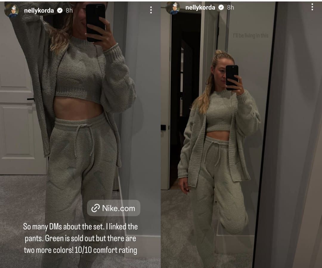 Screengrabs of Nelly Korda&#039;s Instagram story (@nellykorda)