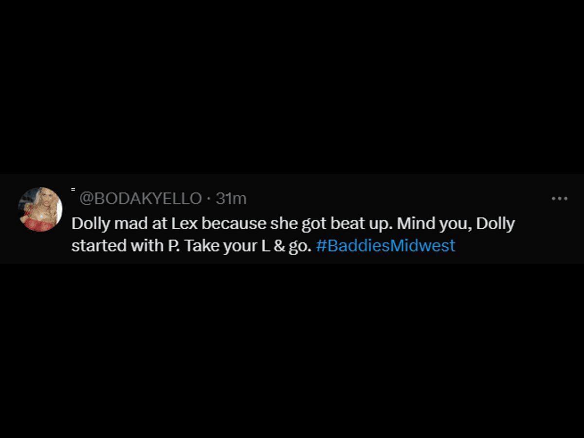 A Baddies Midwest fan reacts to Badd Dolly and Big Lex&#039;s argument (Image via X/@BODAKYELLO)