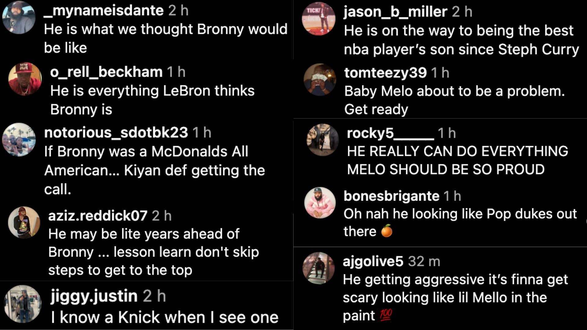 Fan reactions to Kiyan Anthony&#039;s season debut (Credit: Instagram/@ballislife)