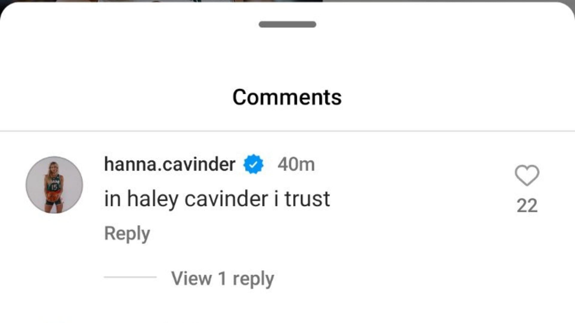 Hanna Cavinder praises her sister Haley Cavinder on Instagram after her heroics against Quinnipiac. Source: Instagram/@espnw