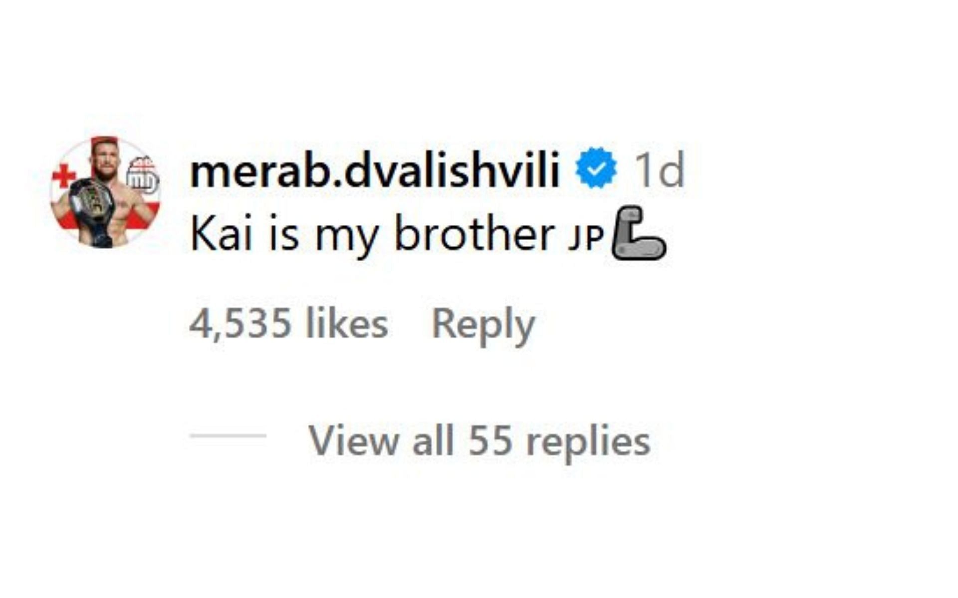 Merab Dvalishvili&#039;s comment. [Image credit: @espnmma on Instagram]