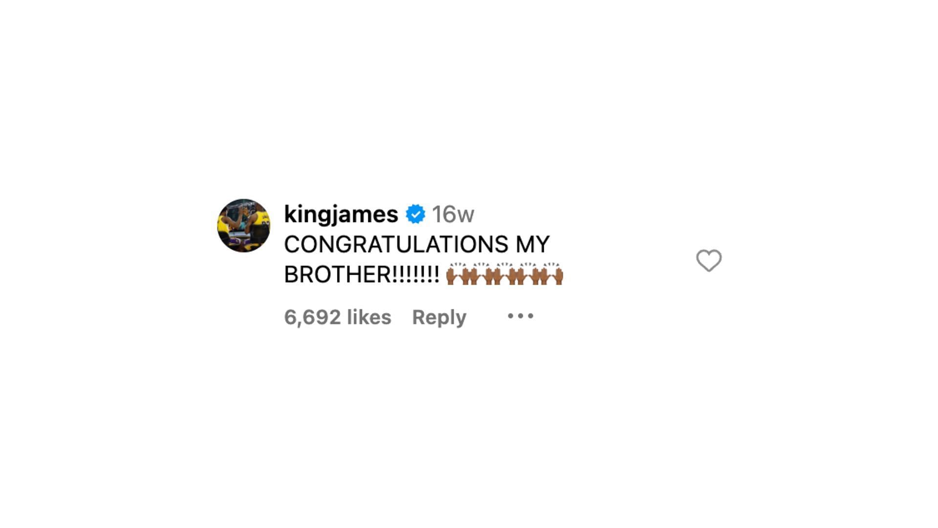 LeBron James wishes Alex Caruso after news of his engagement. Photo Credit: Haleigh Broucher's IG account.