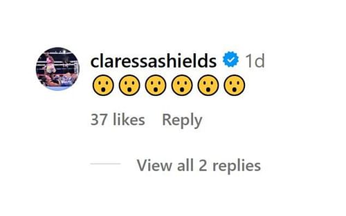 Claressa Shields' comment. [Image credit: @daznboxing on Instagram]