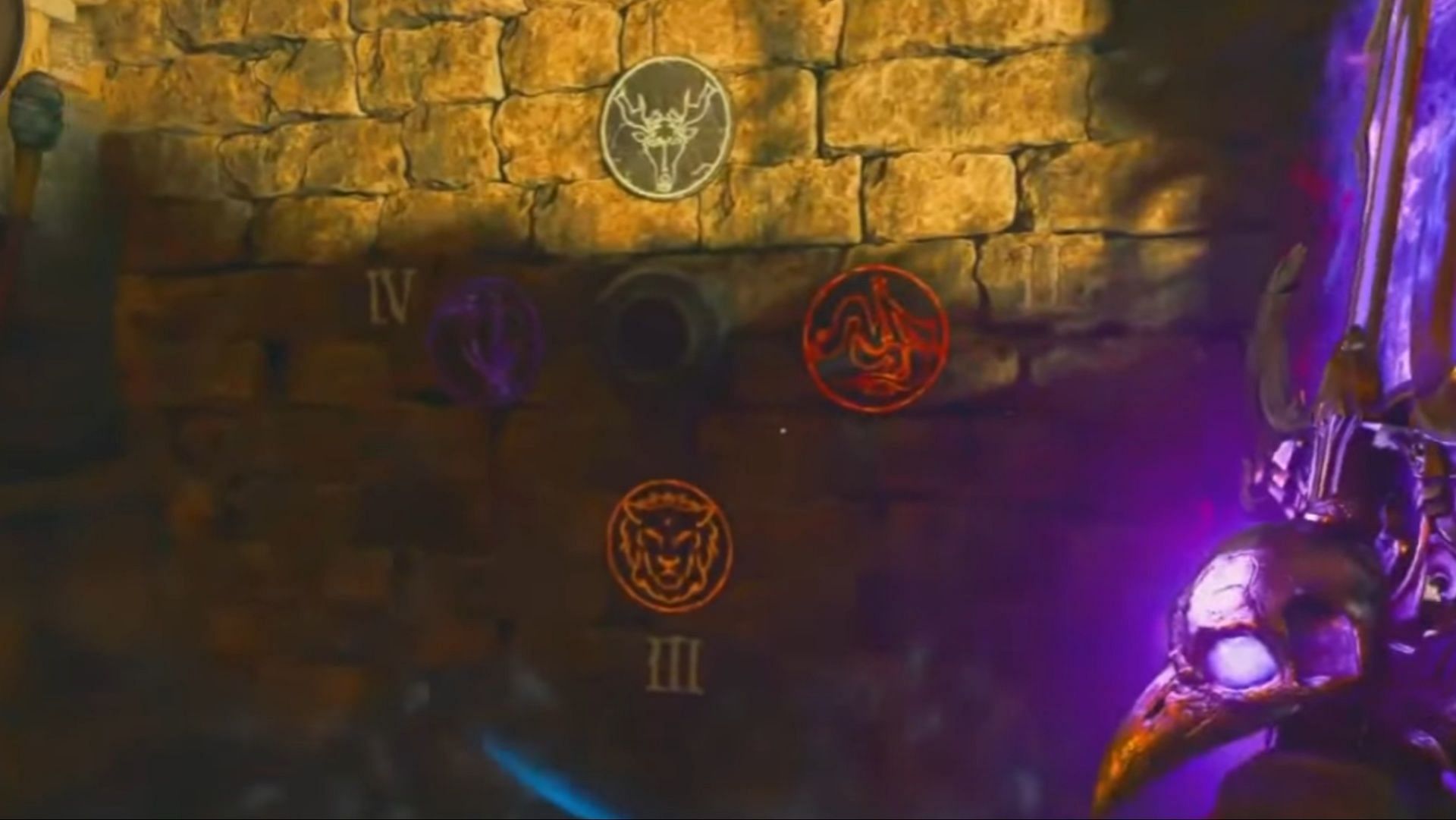 Elemental symbols engraved on the wall (Image via Activision | YouTube/NoahJ456)