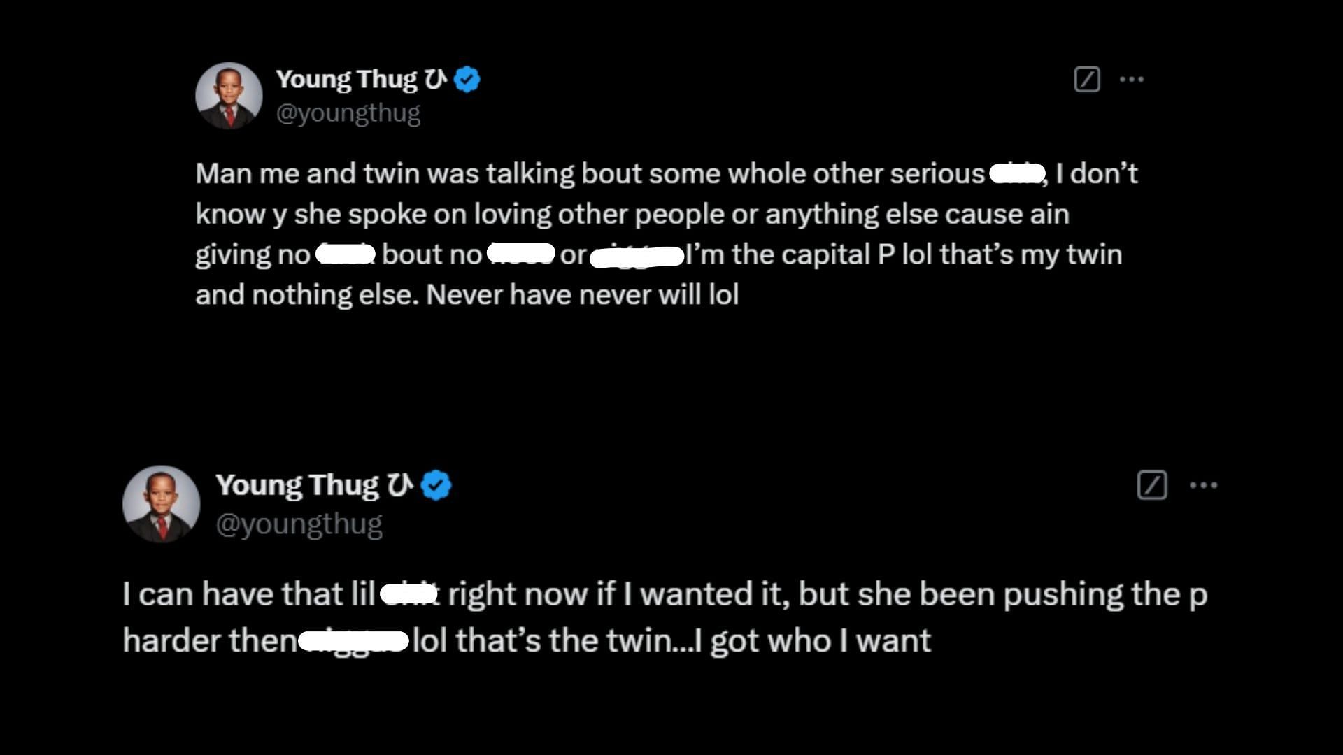 The tweets (Images via X/youngthug)