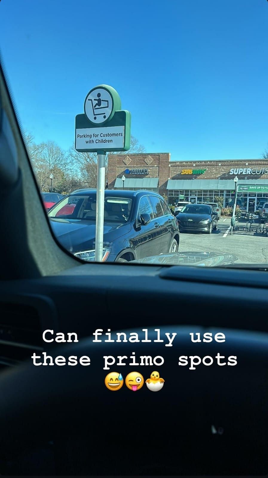 Amanda Wallace excited for her eligibility to park in this spot (Source: @amandawallace via Instagram)