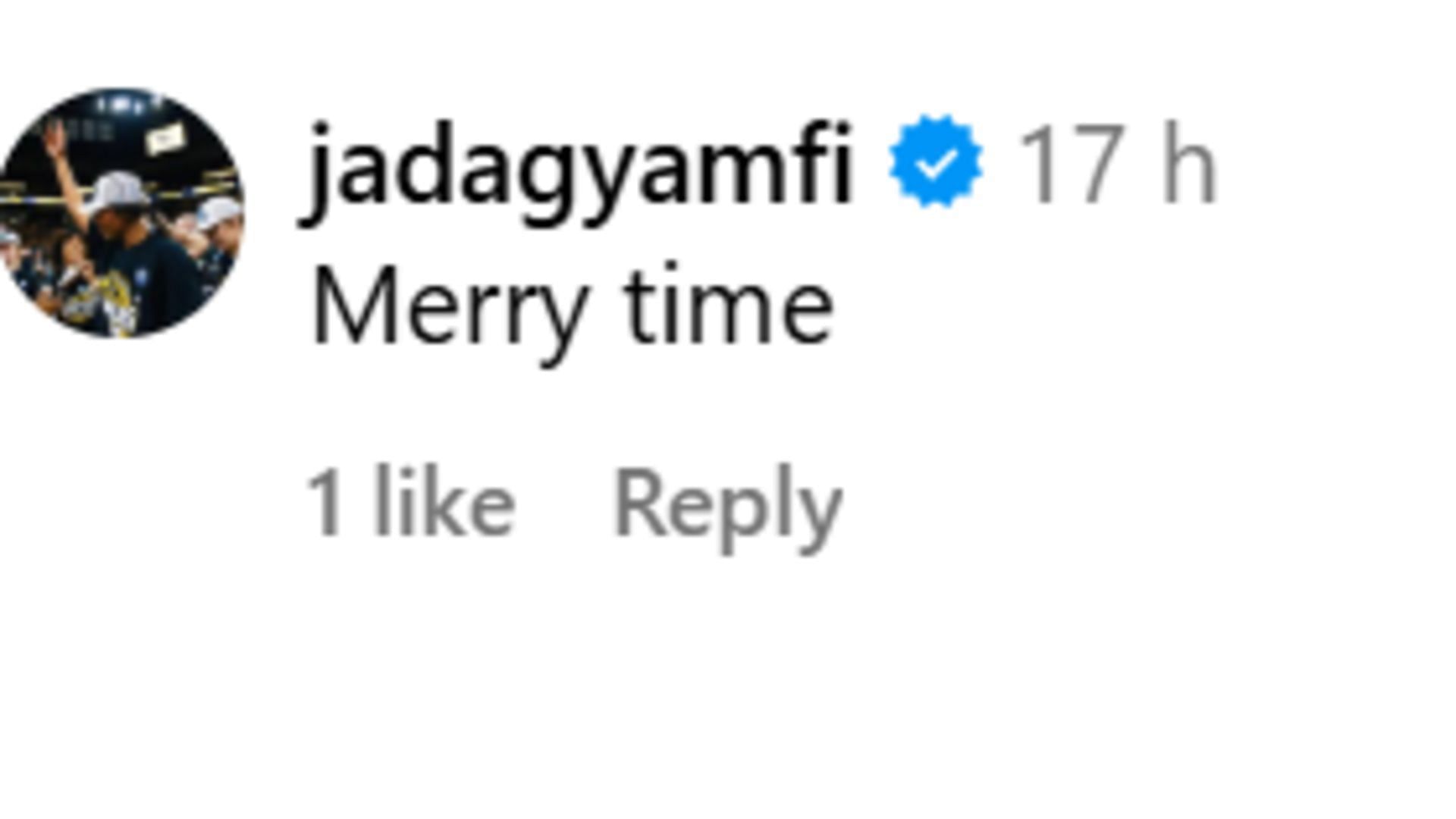 Jada Gyamfi expressed her joy for the holidays through a comment on her sister Maya&#039;s post.