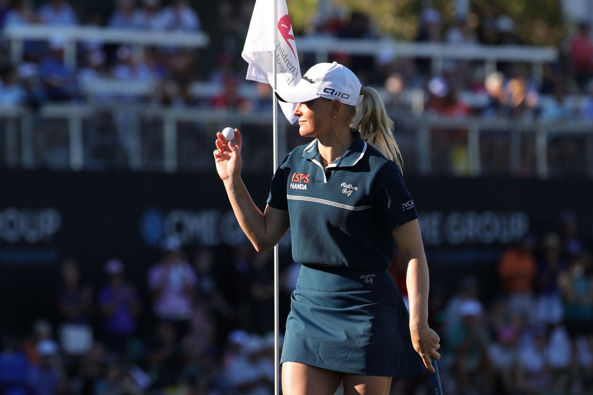 Charley Hull of England reacts on the 18th green during the final round of the CME Group Tour Championship (Image Source: Getty)