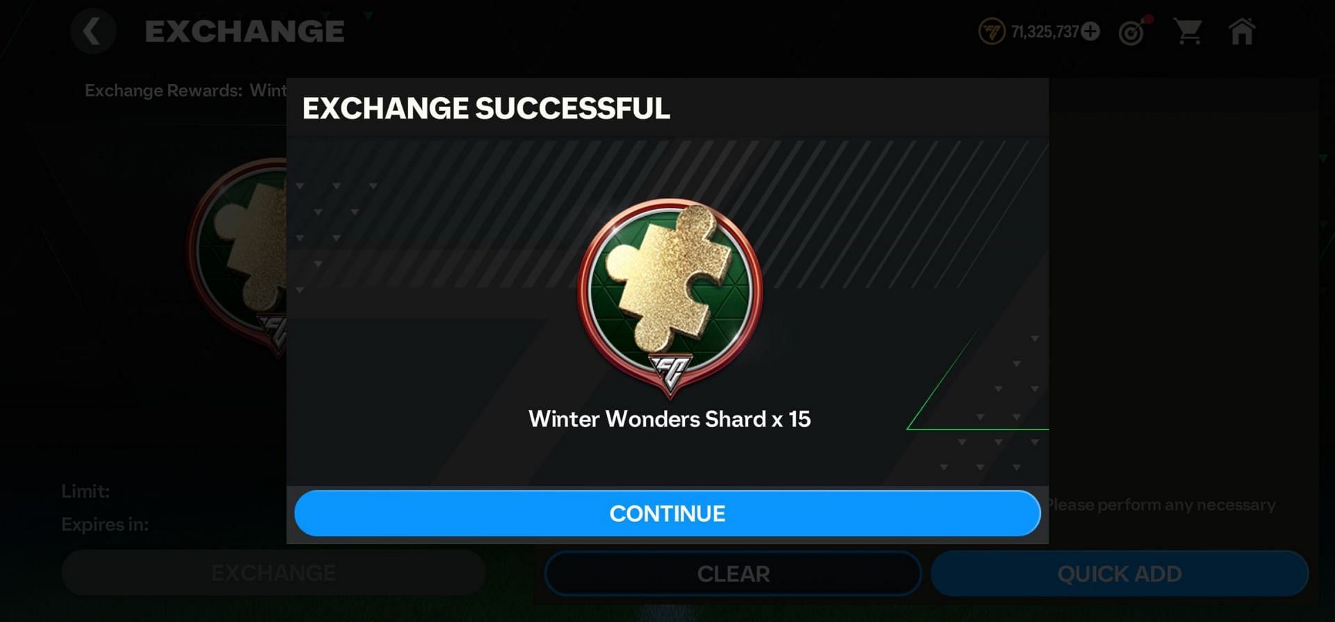 Winter Wonders Shards can be exchanged for high-OVR player cards (Image via EA Sports)