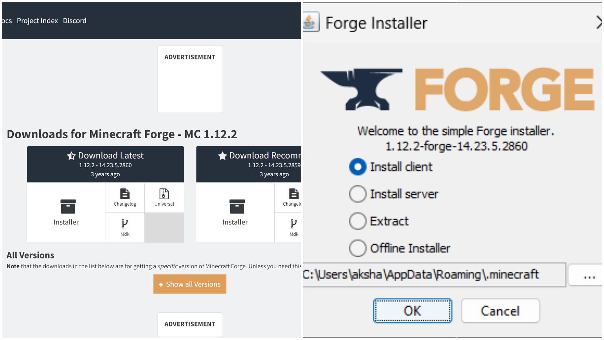 Forge needs to be installed to run Avatar 2 mod (Image via Forge)