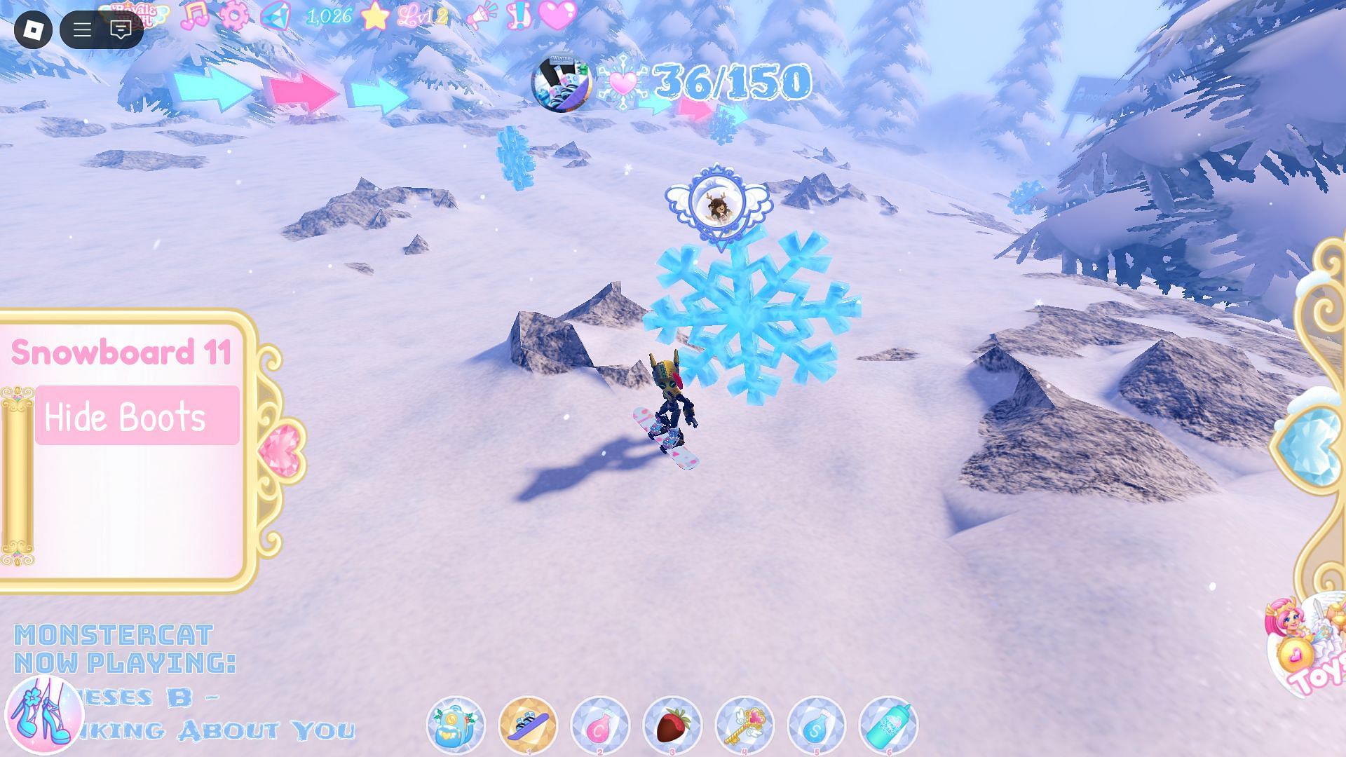 Collect Snowflakes to claim the Tokens (Image via Roblox)