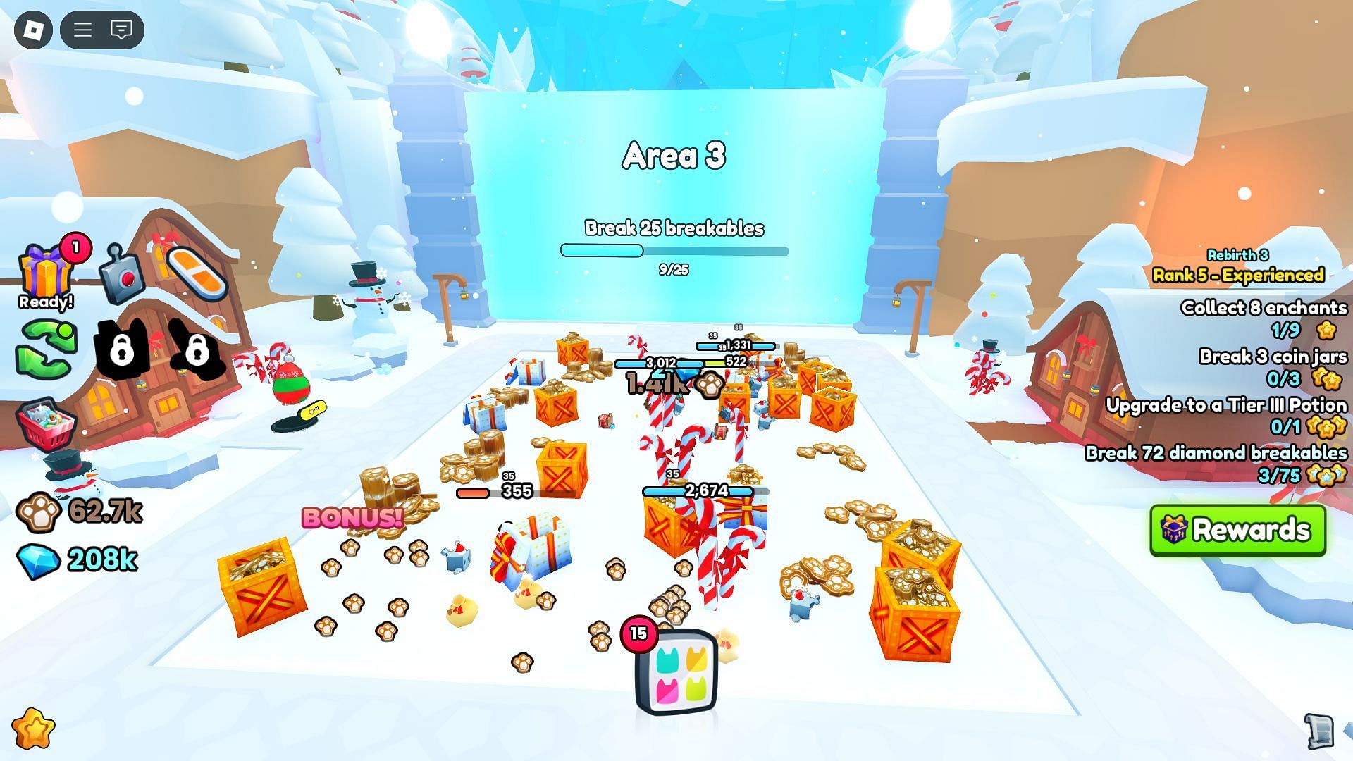 You must collect a bit of money to reach the next area (Image via Roblox)