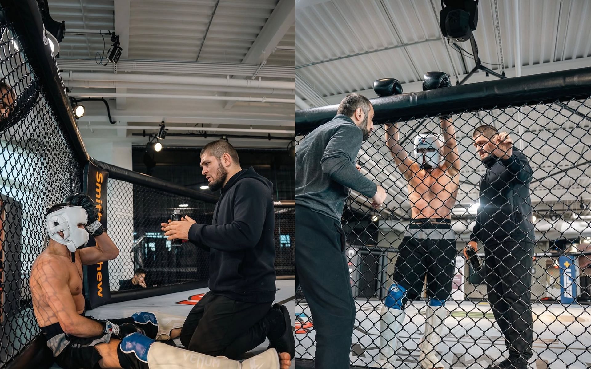 Screenshots of Khabib Nurmagomedov training his AKA teammates. [Images courtesy: @khabib_nurmagomedov on Instagram]