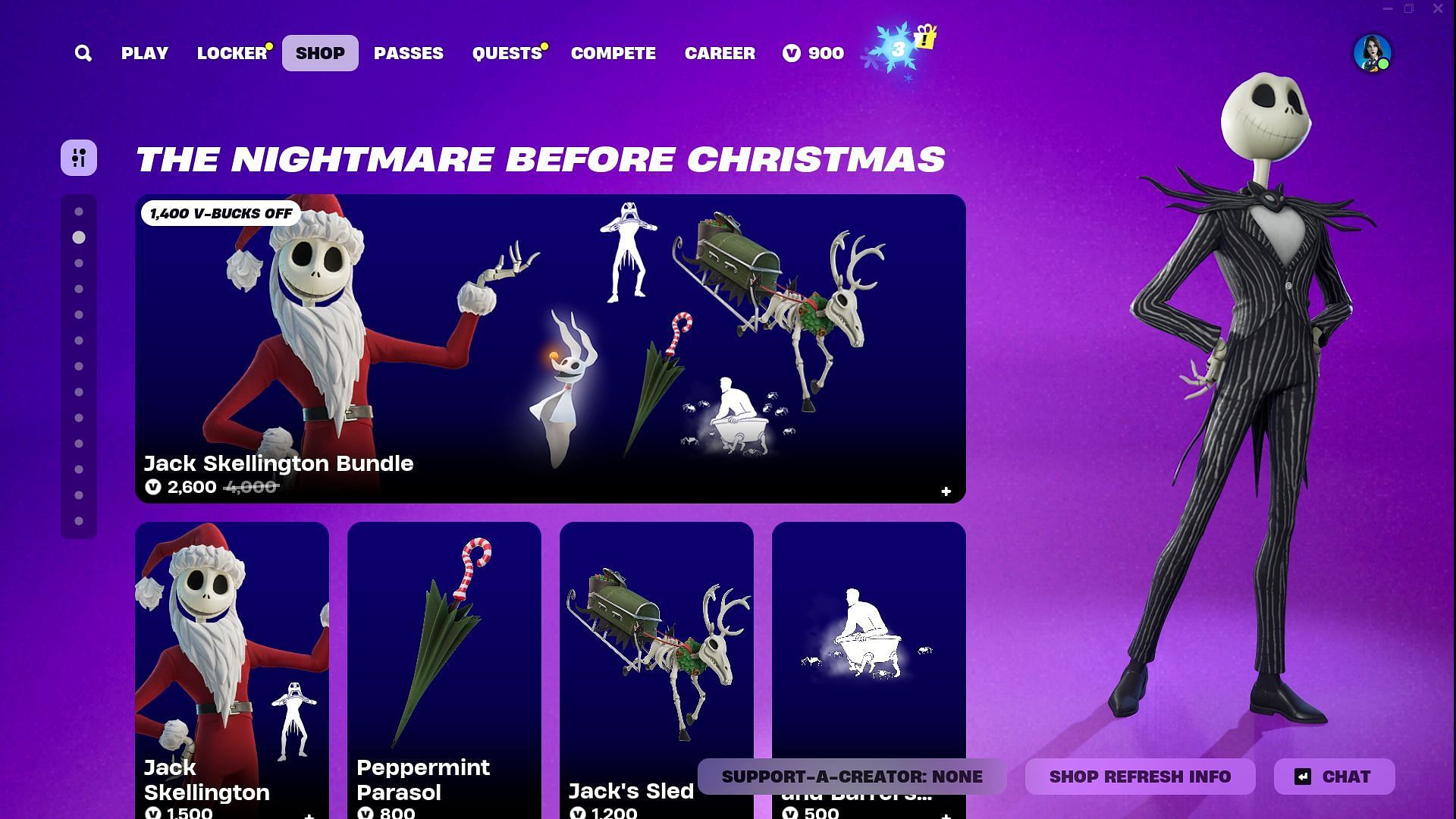 You can now purchase the Jack Skellington skin in Fortnite (Image via Epic Games)