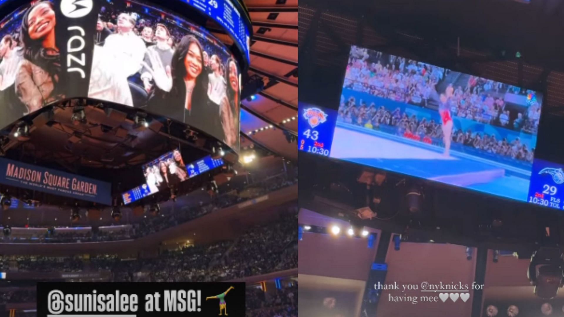 Screengrab of Suni Lee&#039;s Instagram stories about her NBA visit [Image Source : Suni Lee&#039;s Instagram]