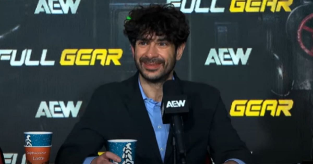 Tony Khan at AEW Full Gear post show media scrum [Source: AEW YouTube]