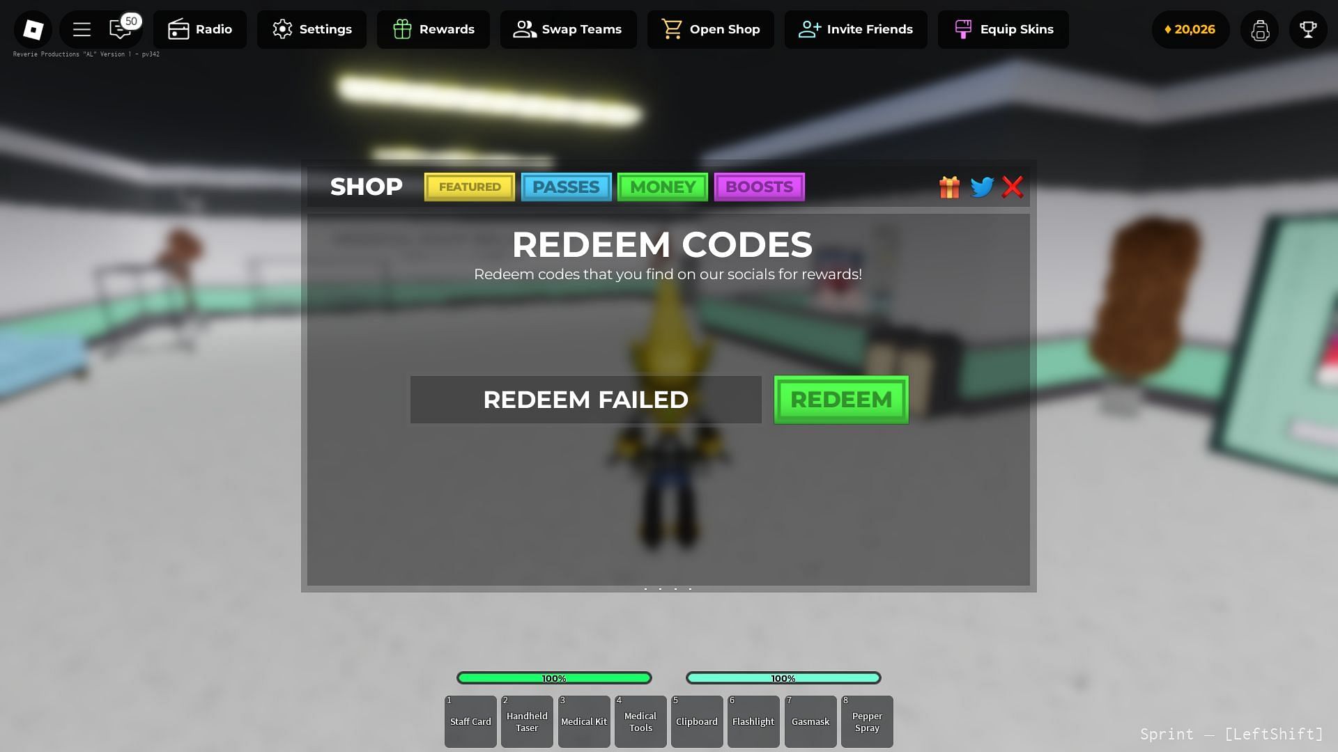 Avoid typos while using codes (Image via Roblox)