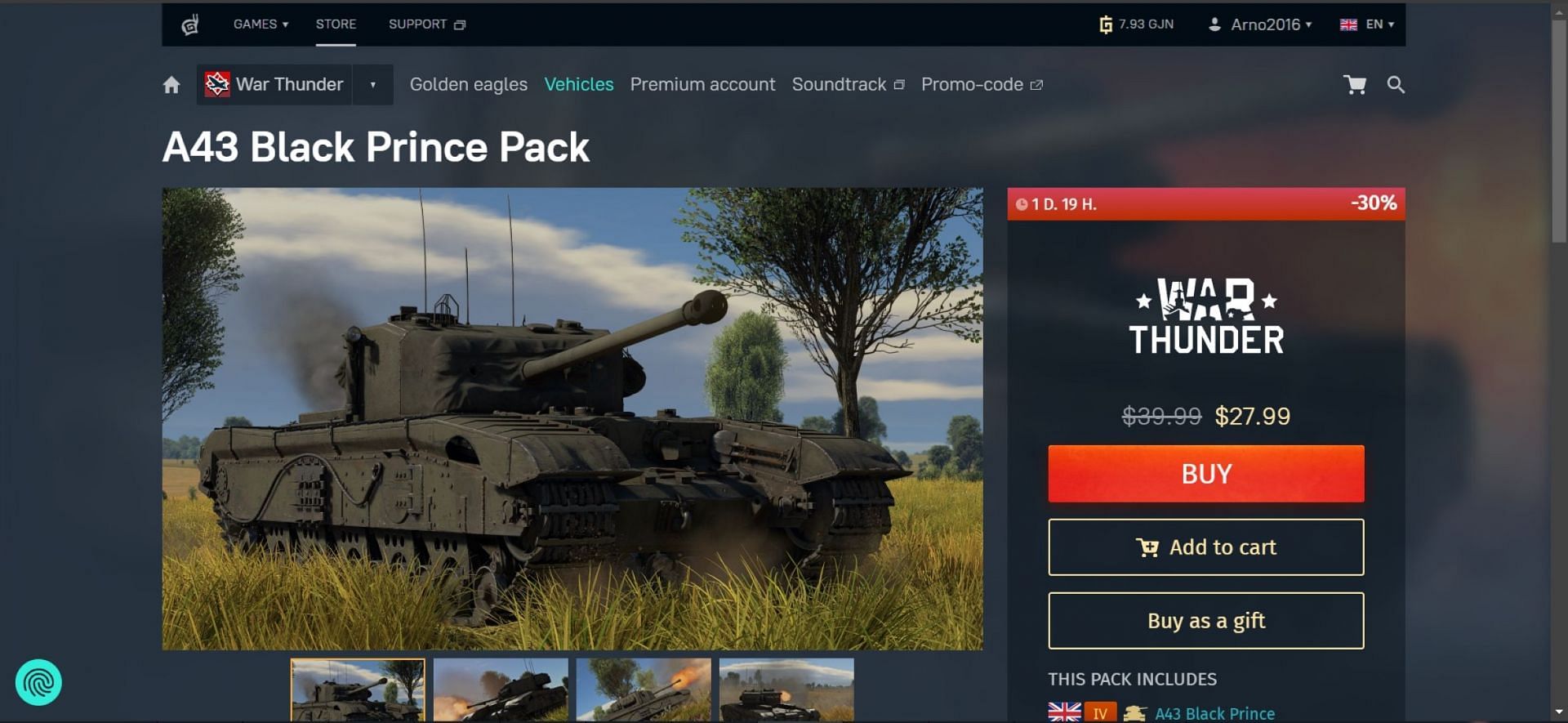 The Black Prince is a premium vehicle (Image via Gaijin Entertainment)