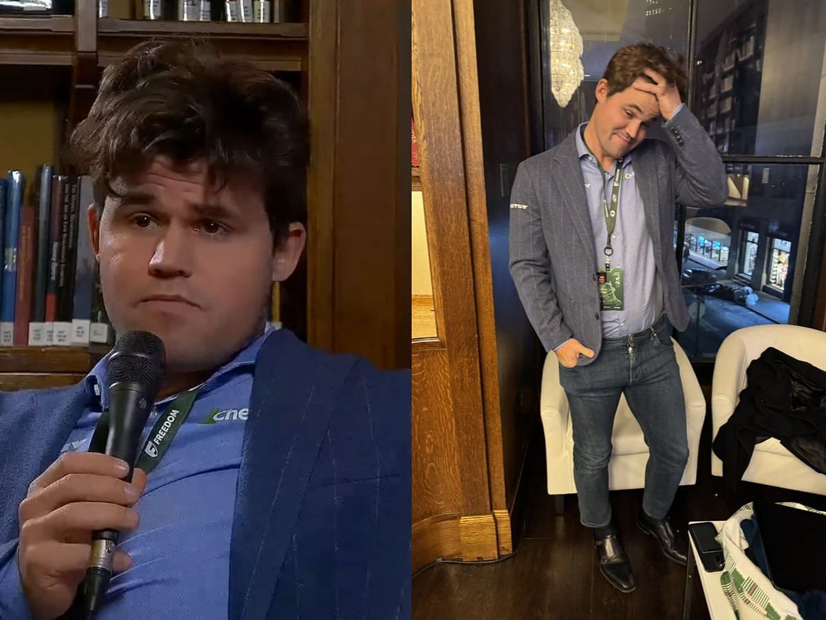 Magnus Carlsen will not play in the World Rapid and Blitz Championship (Image via YouTube/@TakeTakeTake and X/@Magnus Carlsen)