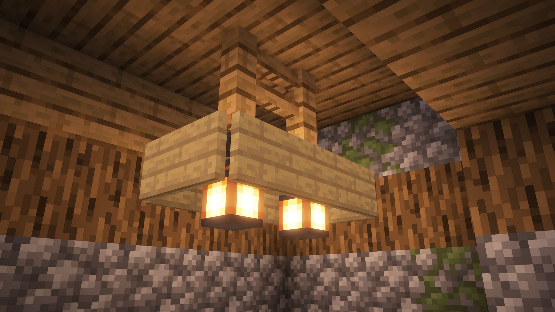 Players can decorate both interior and exterior areas with this lantern lamp design. (Image via Mojang Studios)