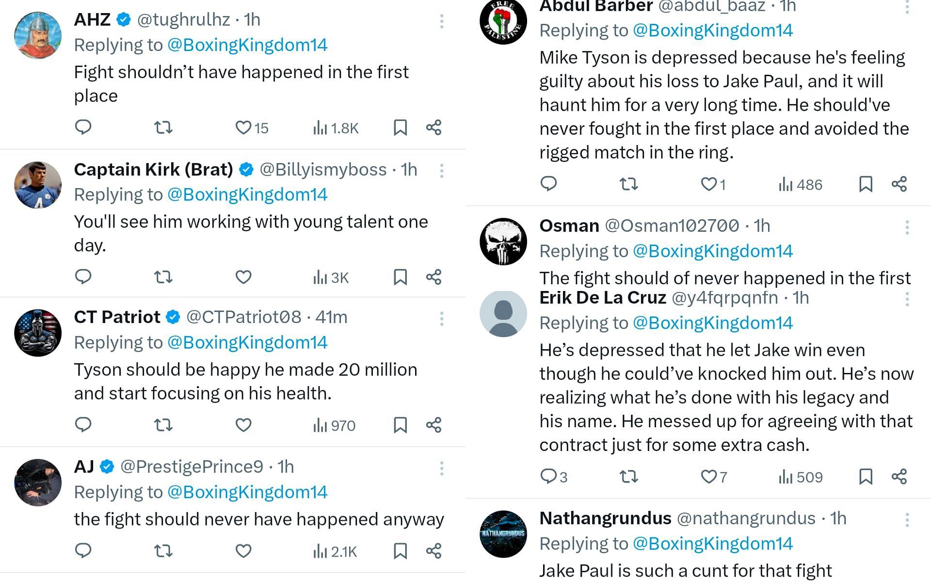 Fan reactions screenshots. [Image credits: @BoxingKingdom14 on X]