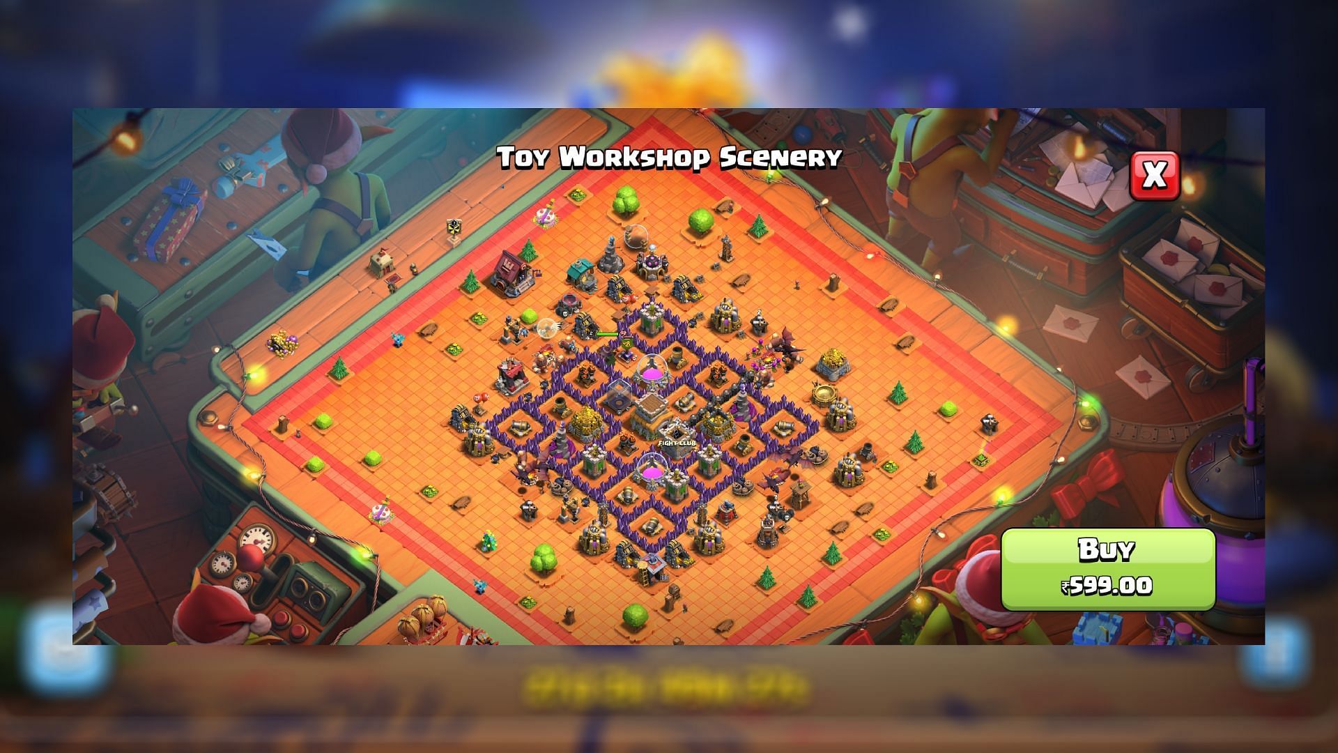 A look at the Clash of Clans Toy Workshop scenery (Image via Supercell)