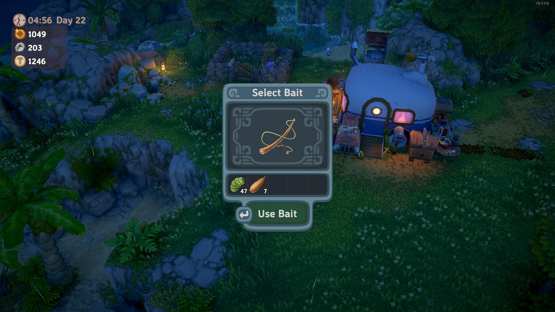 Select bait type from the Bait Menu (Image via Feel Free Games)