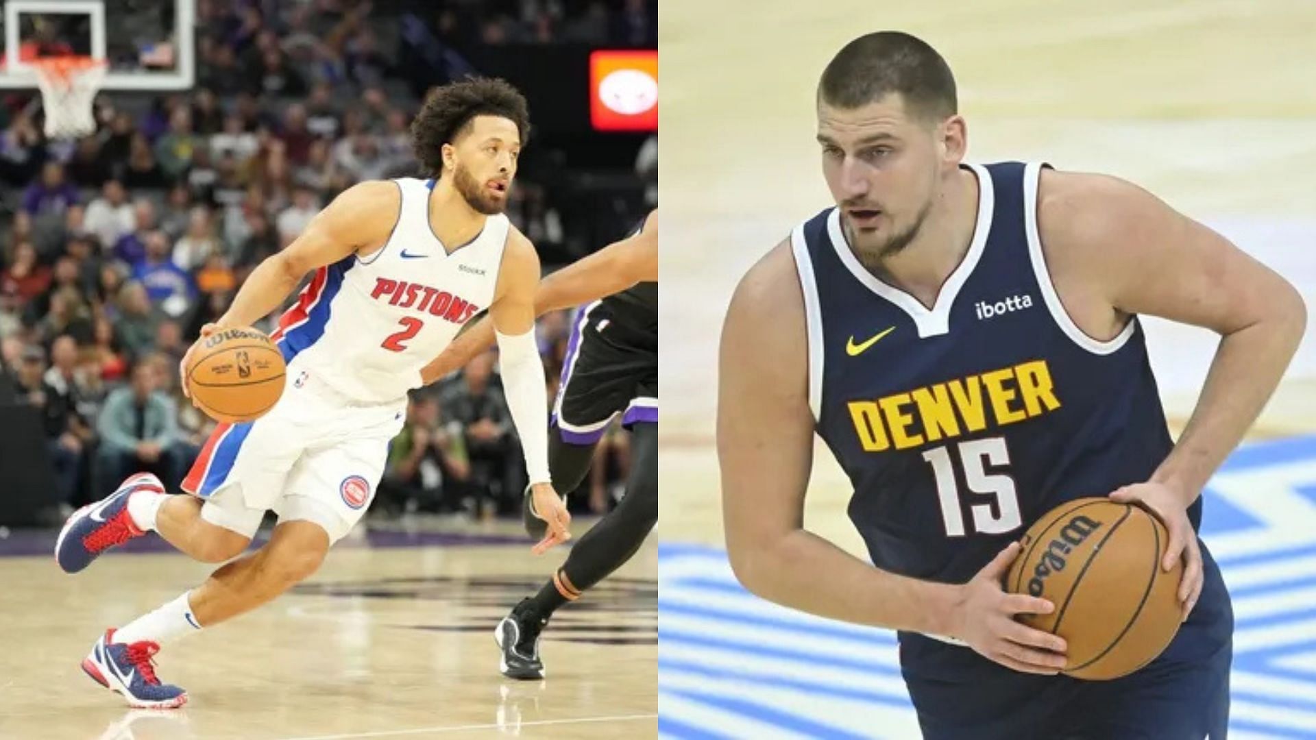 Detroit Piston guard Cade Cunningham, Denver Nuggets center Nikola Jokic. Photo Credits: Imagn