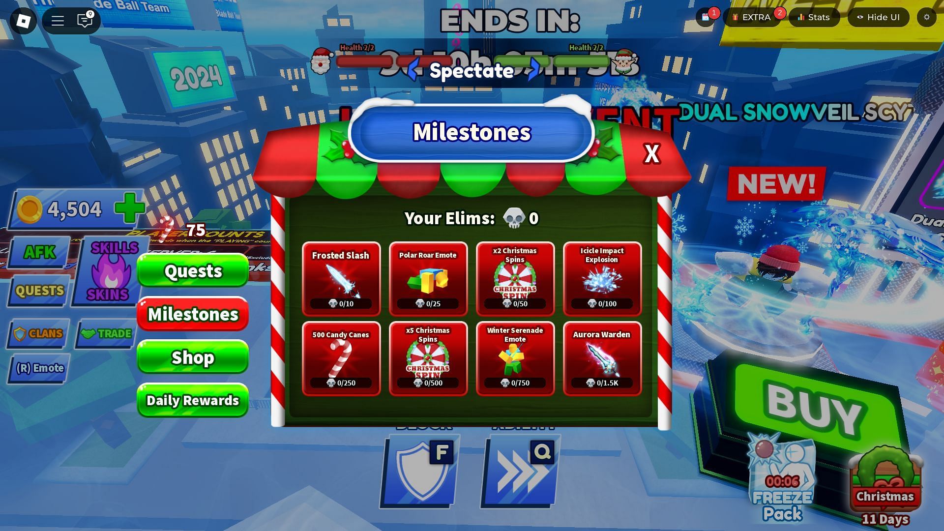 Milestone rewards (Image via Roblox)