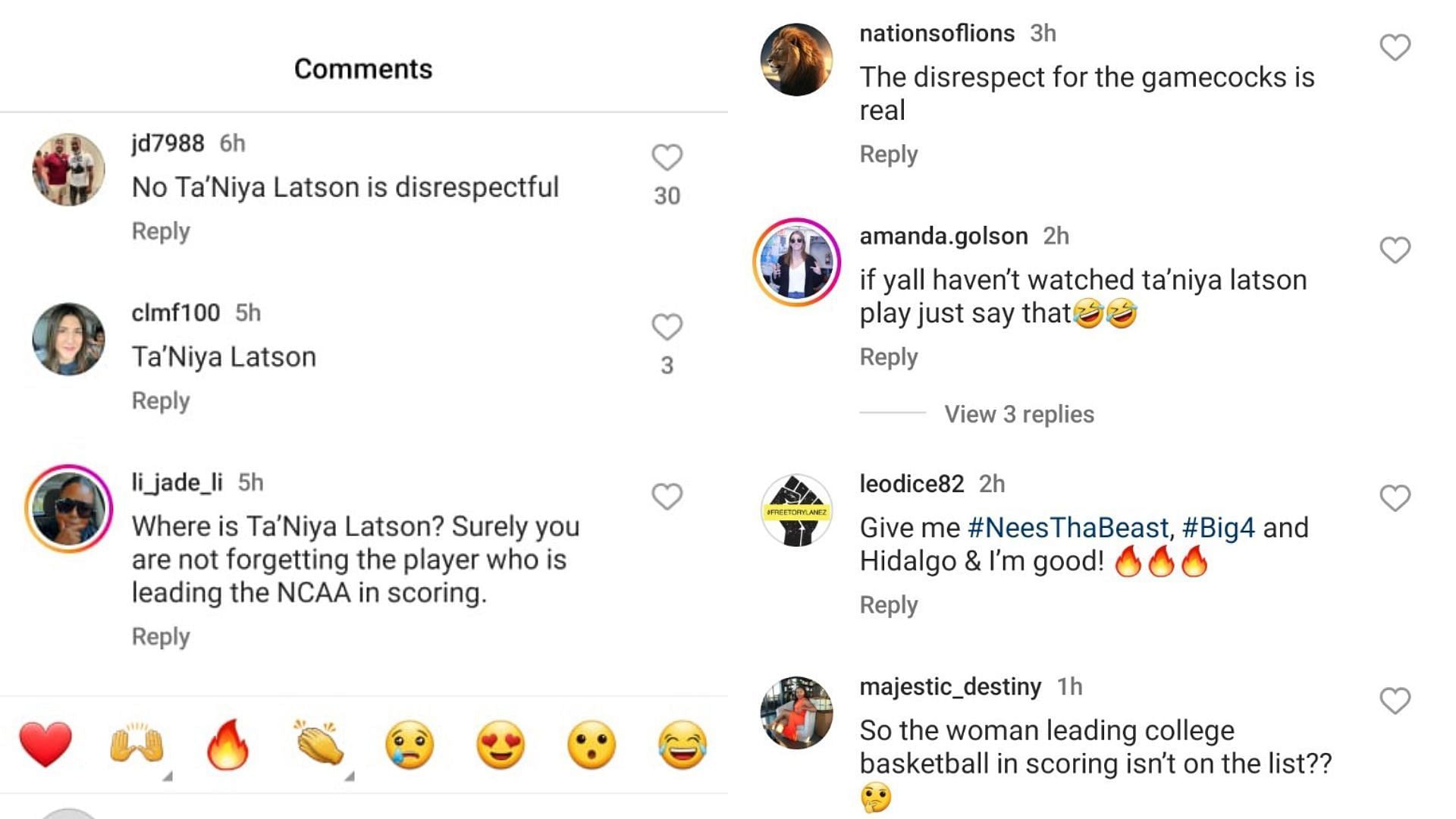 Fans showed their support for Ta&#039;Niya Latson, naming the FSU star as their pick for the best player despite her non-inclusion in the list. Source: Instagram/@highlighther