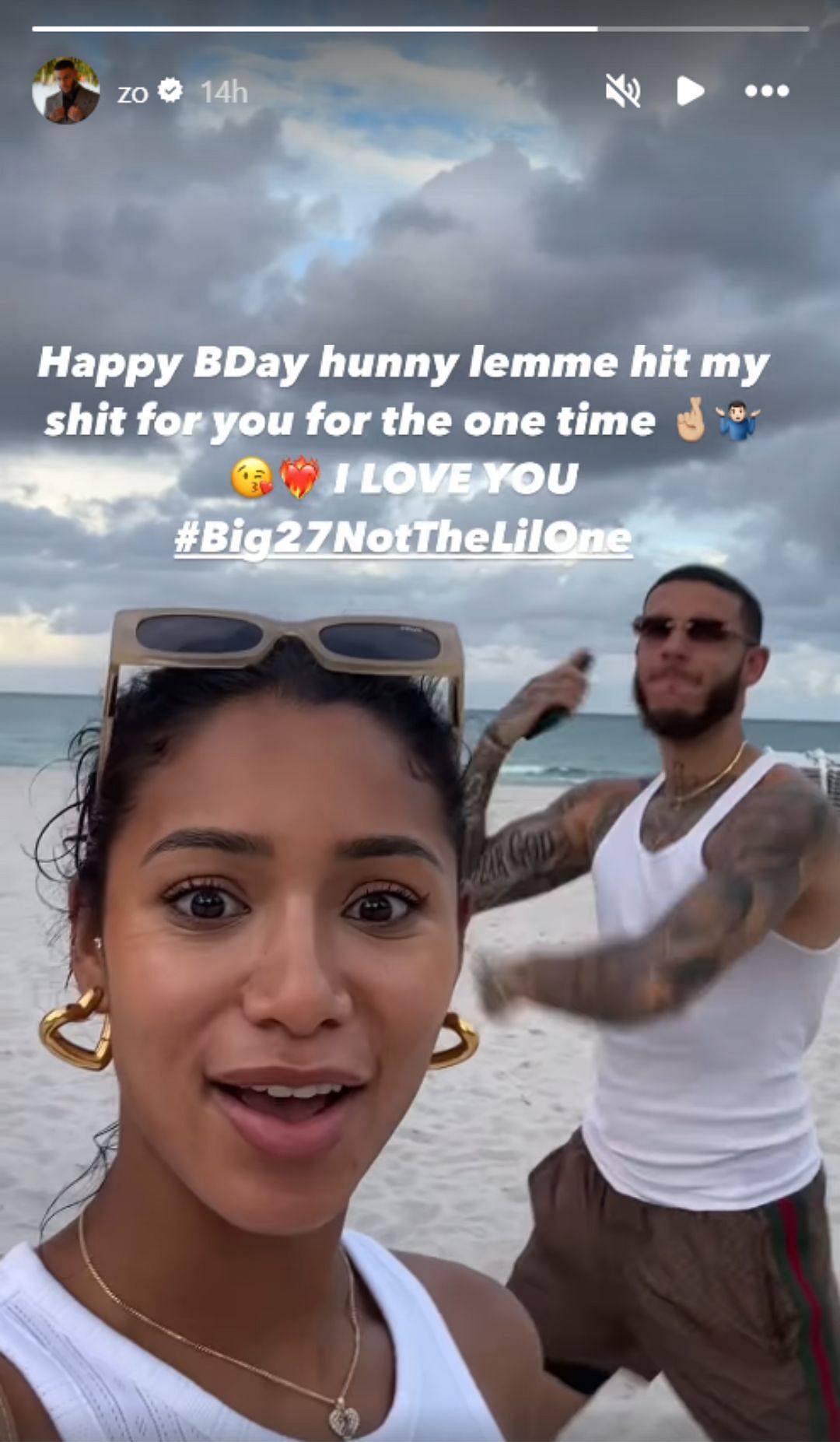 Lonzo breaks out moves as he wishes his girlfriend on her birthday (Image: @zo IG)