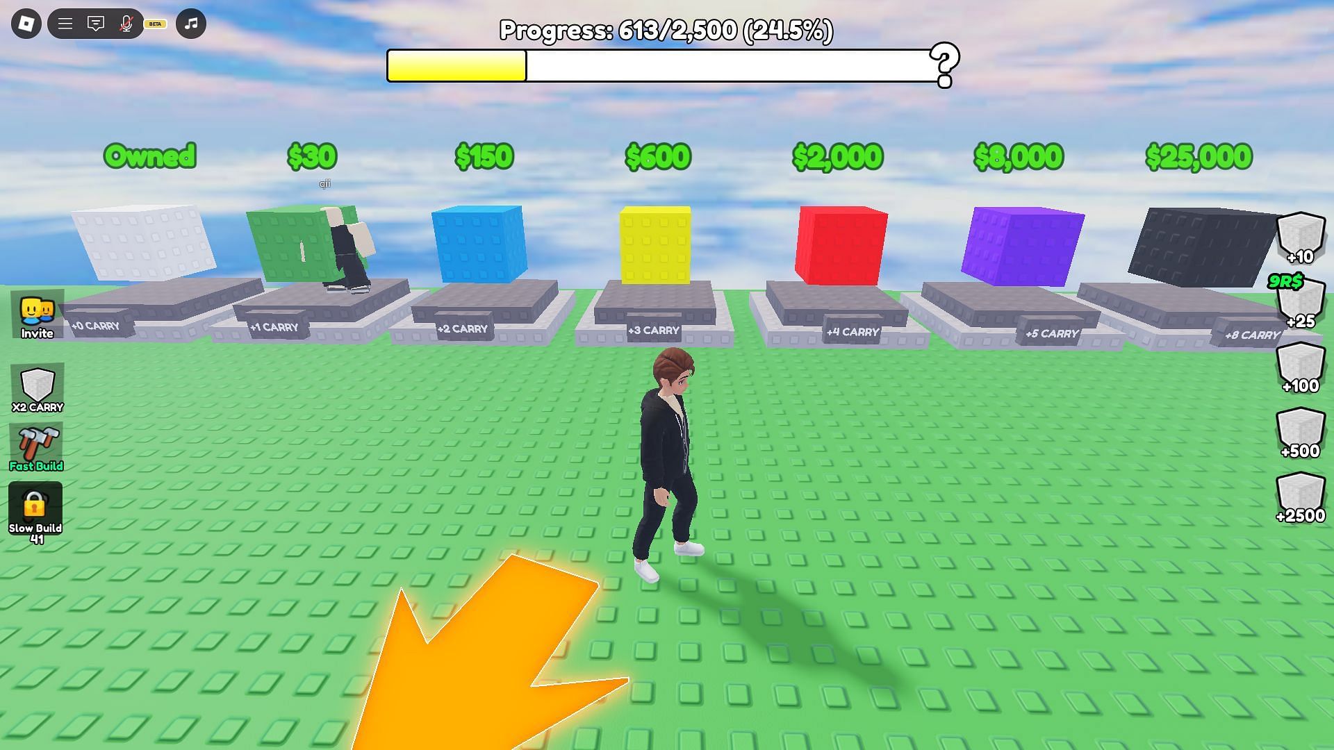 Different blocks in Stairs to Heaven (Image via Roblox)