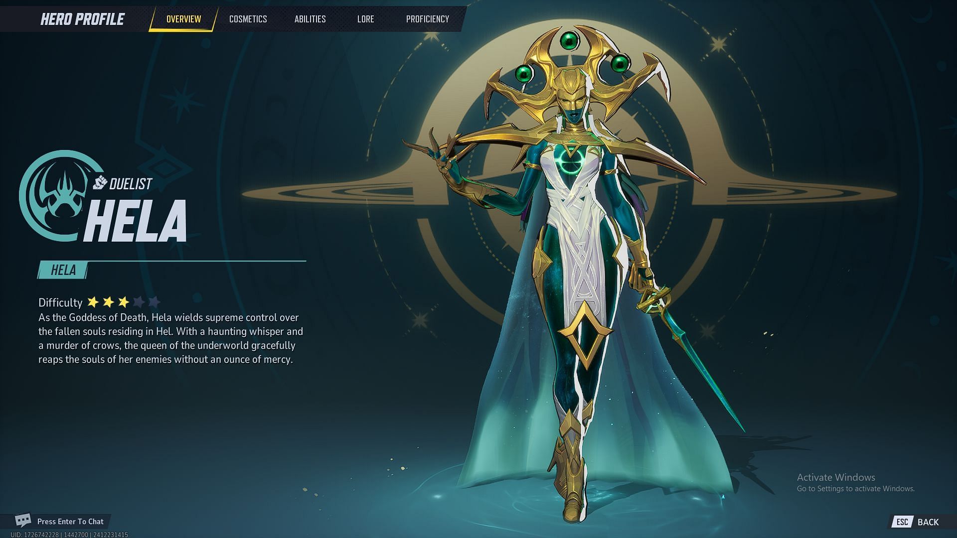 Character overview of Hela (Image via NetEase Games)