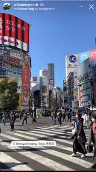 William Byron's story from Shibuya Crossing, Tokyo - Image via Instagram/ @williambyron