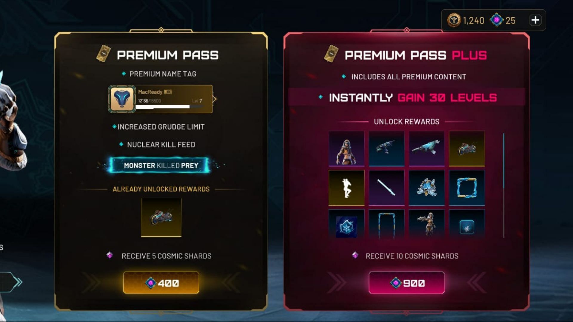 Two categories of the Battle Pass (Image via SuperGaming)