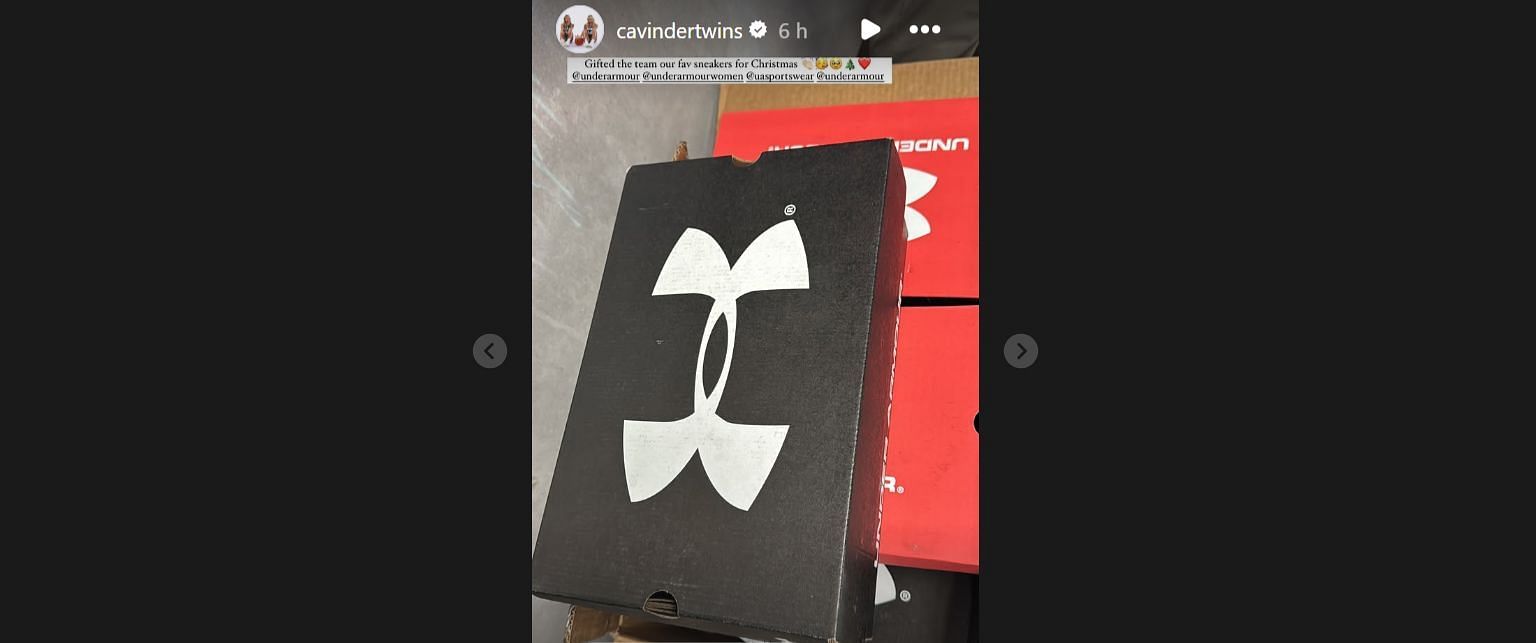 The Cavinder Twins gifted a new pair of Under Armour shoes to each of their teammates at Miami (Image Source: @cavindertwins/Instagram)