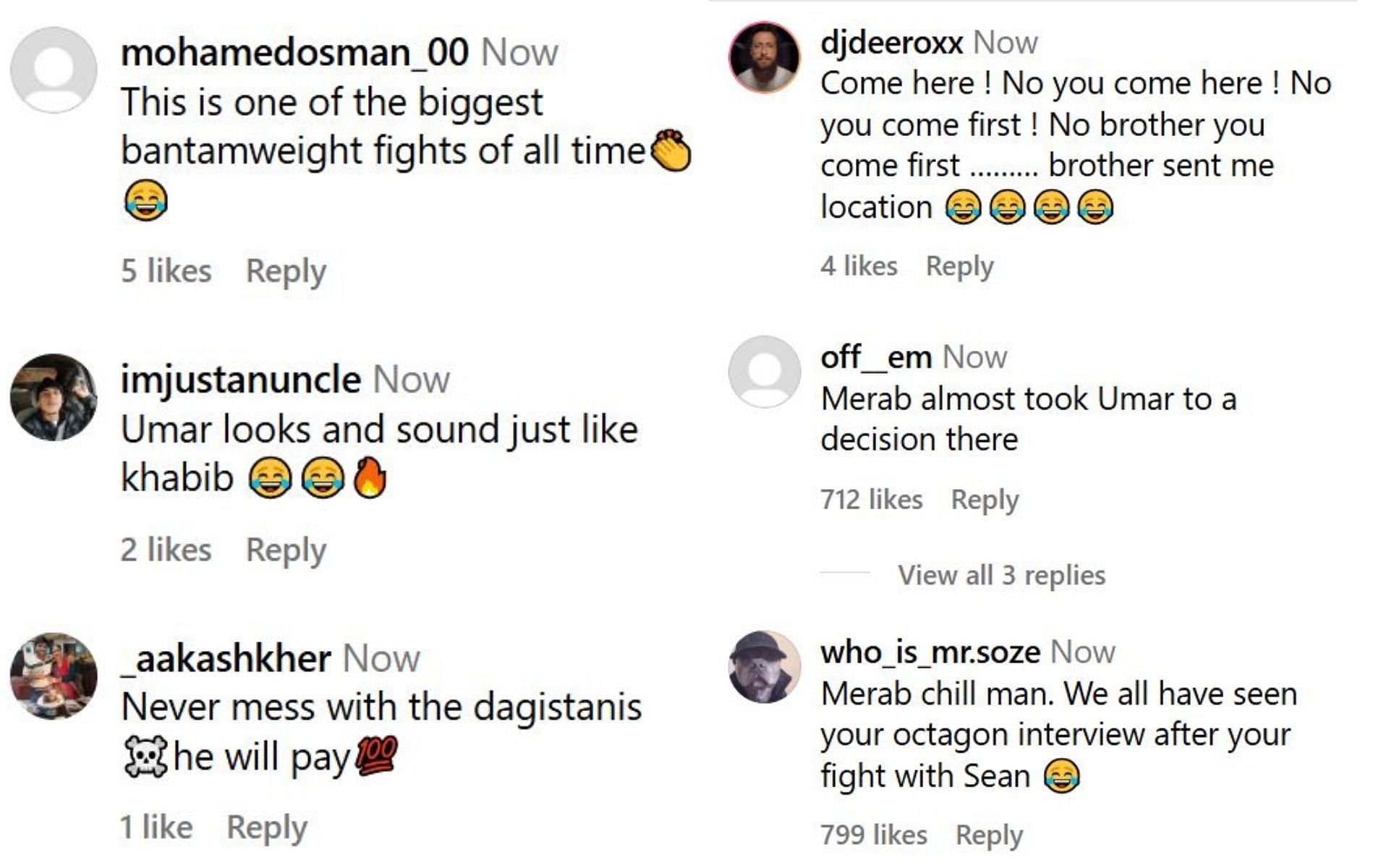 More comments on the post. [Image credit: @espnmma on Instagram]