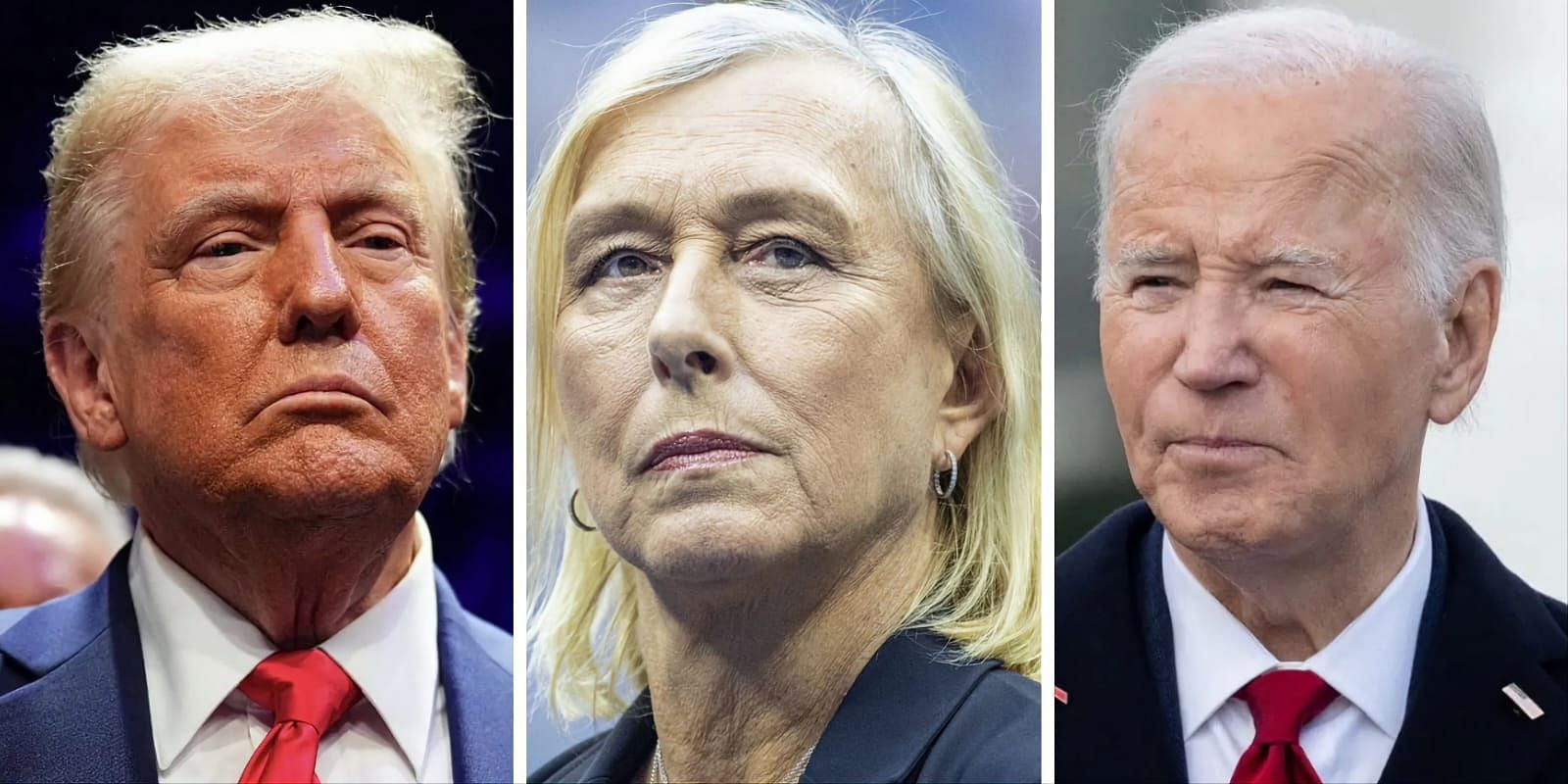 Donald Trump (L), Martina Navratilova (C), Joe Biden (R) (Image source: GETTY)