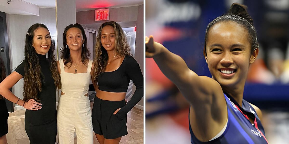 Fernandez sisters (L) and Leylah Fernandez (R) [Image source: @leylahannietennis on Instagram; Getty]