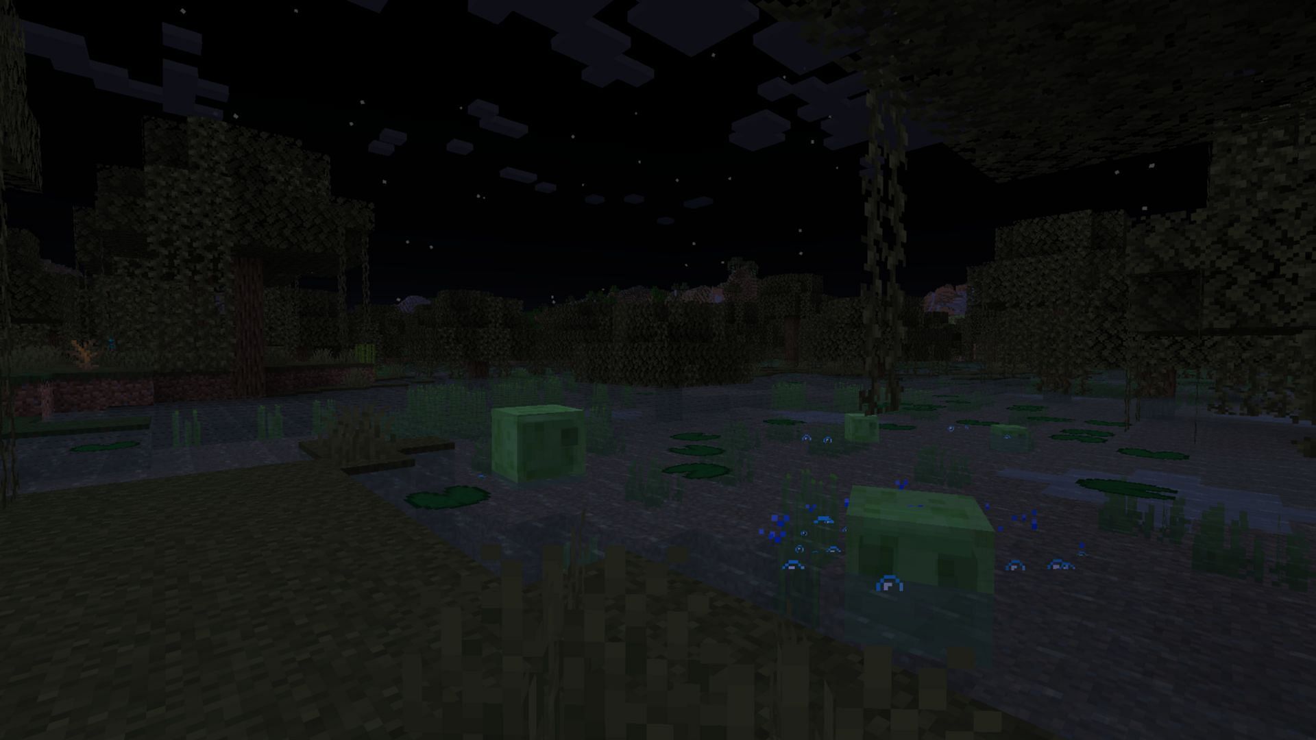 The spawn rate of slimes is directly proportional to the phase of the moon (Image via Mojang Studios)