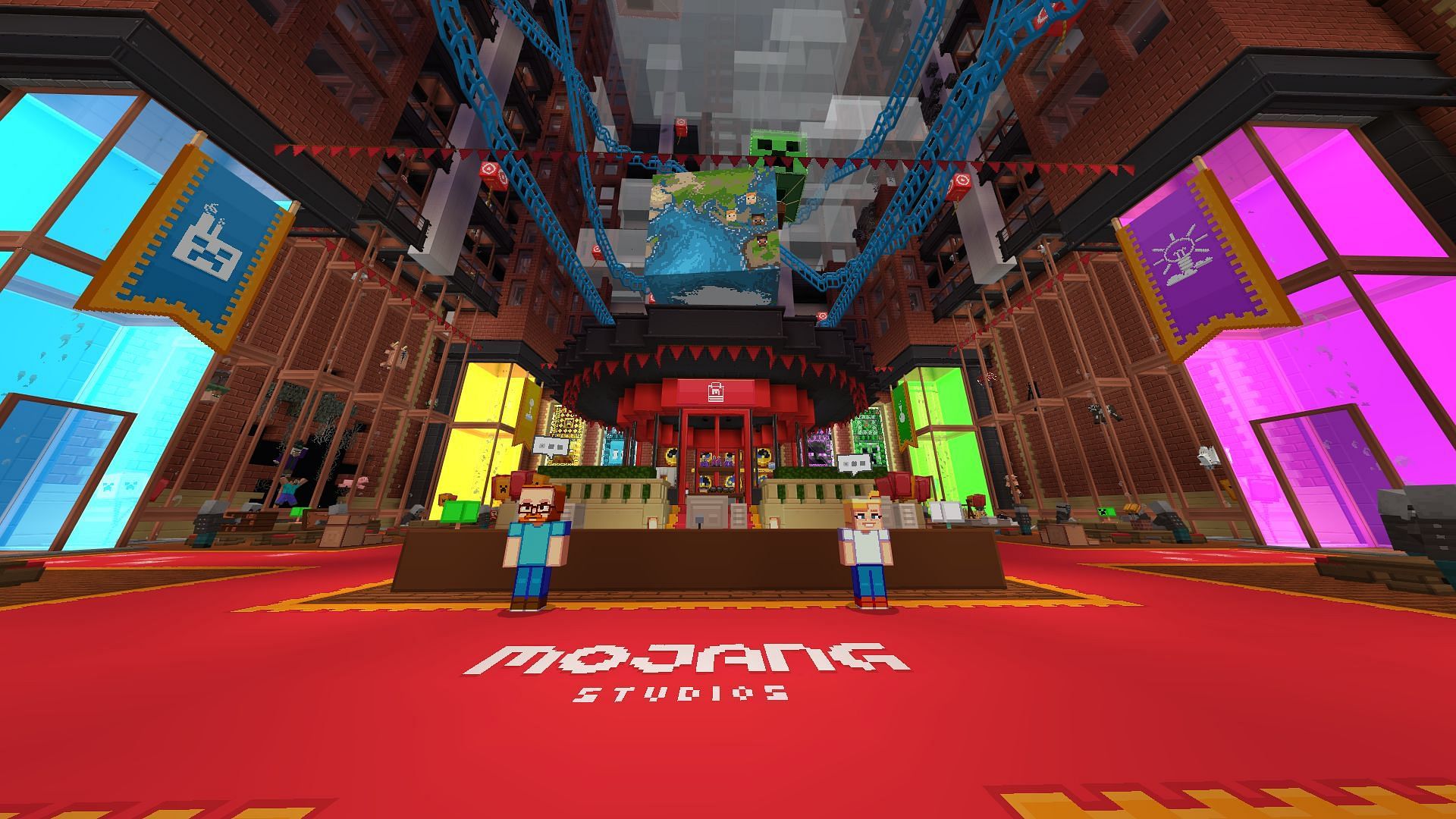 Participate in the Eerie Mojang Office party to get the Eyeblossom cape (Image via Mojang Studios)