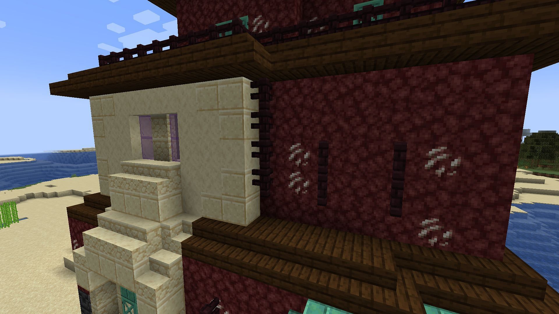 Use fences and trap doors to add highlights (Image via Mojang Studios)