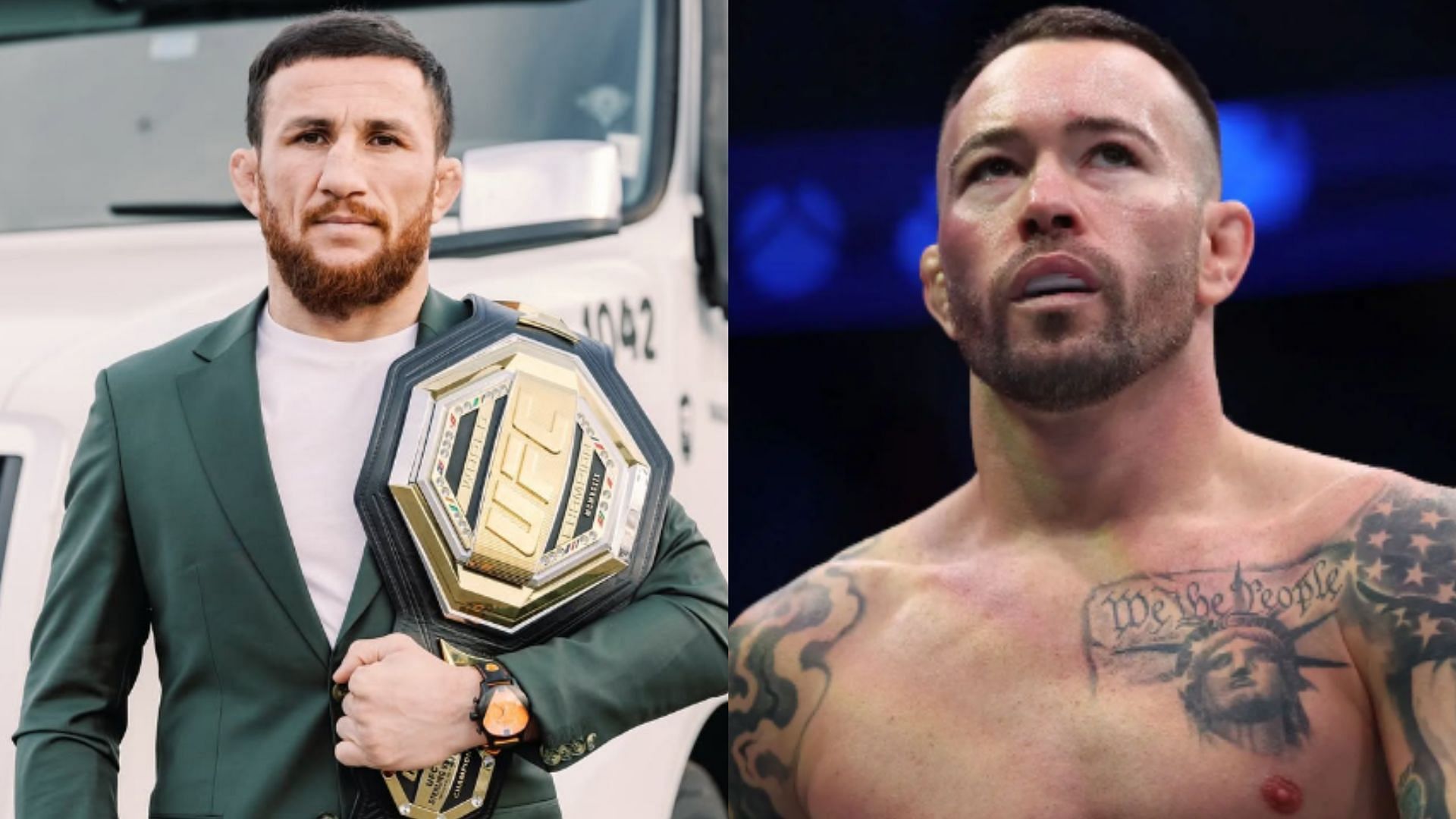 Merab Dvalishvili (left), Colby Covington (right) [Images courtesy of @merab.dvalishvili on Instagram &amp; Getty Images]