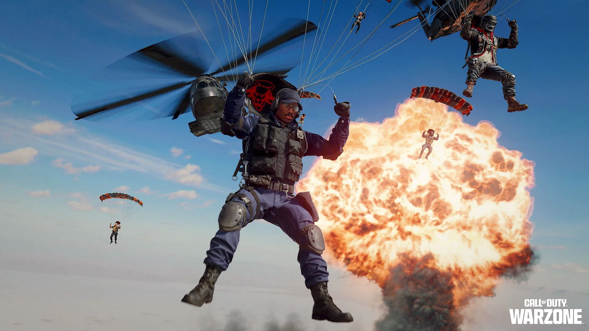 An Operator parachuting into Warzone