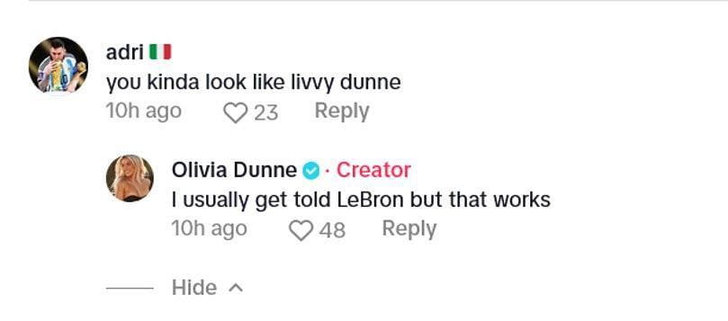 Olivia Dunne cites a hilarious LeBron James reference