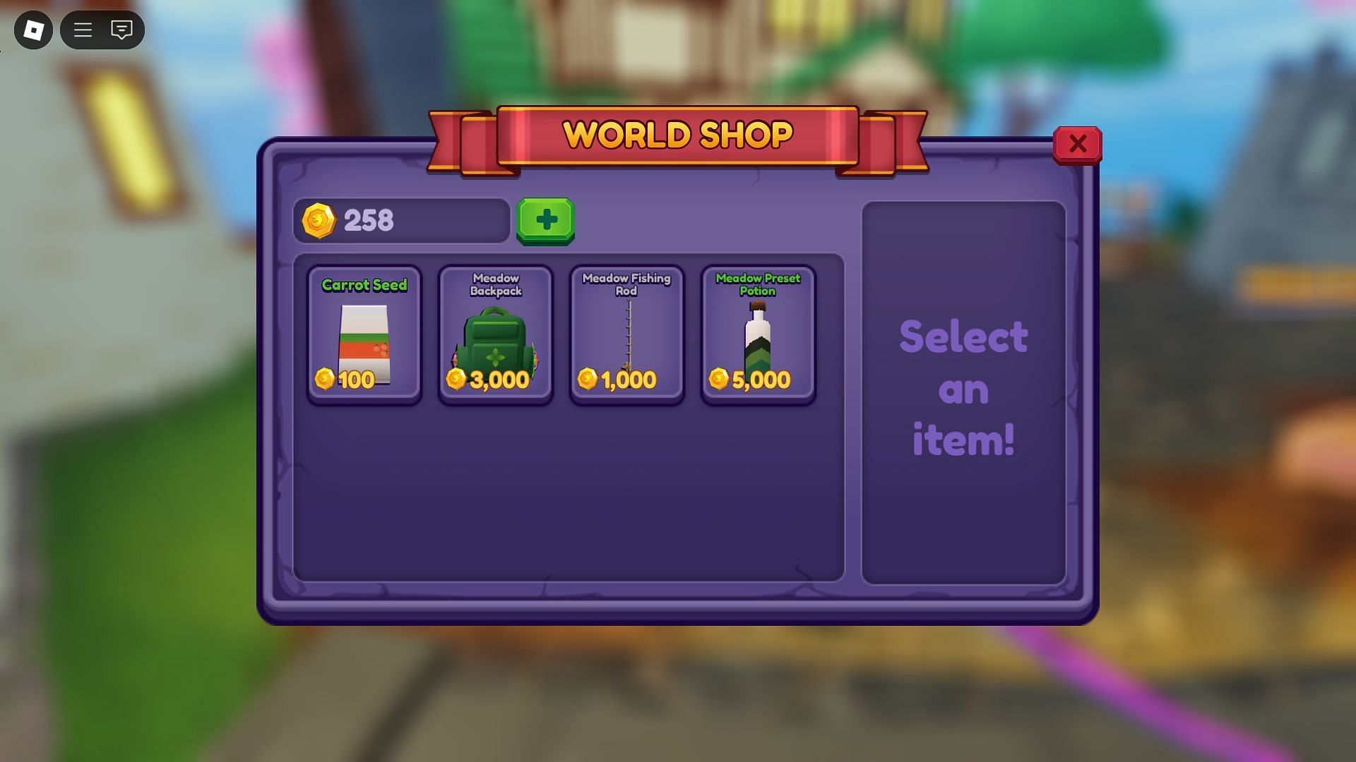 Grassland World Shop (Image via Roblox)