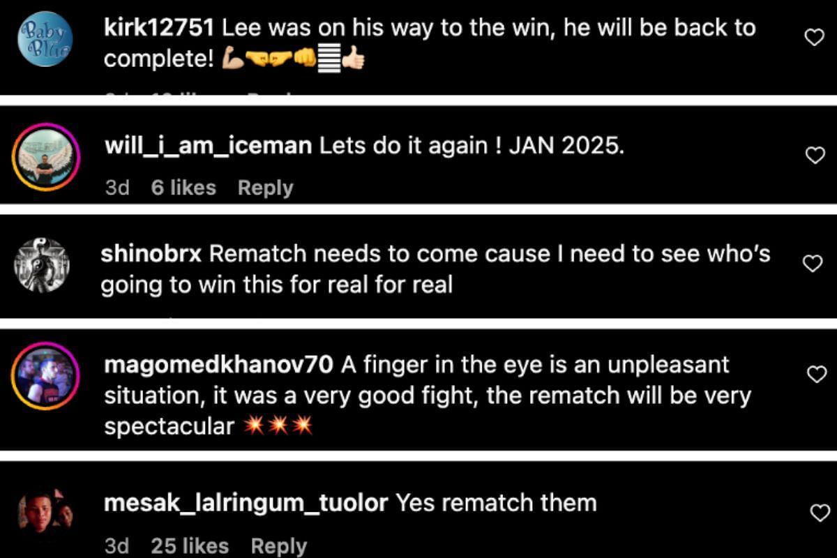 Screenshot of fans&#039; comments