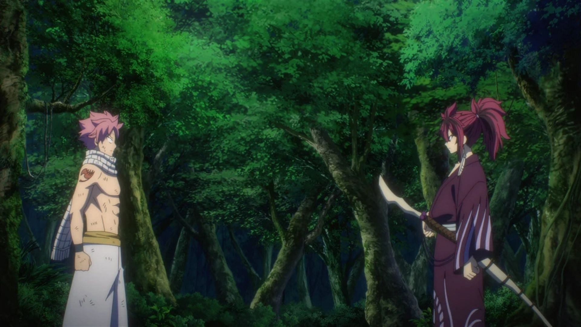 Natsu encounters Suzaku (Image via J.C. Staff)